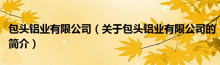 包頭鋁業(yè)有限公司（關于包頭鋁業(yè)有限公司的簡介）