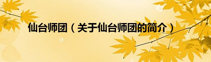 仙臺(tái)師團(tuán)（關(guān)于仙臺(tái)師團(tuán)的簡(jiǎn)介）