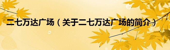 二七萬(wàn)達(dá)廣場(chǎng)（關(guān)于二七萬(wàn)達(dá)廣場(chǎng)的簡(jiǎn)介）