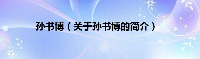 孫書博（關(guān)于孫書博的簡介）