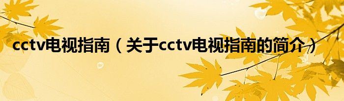 cctv電視指南（關(guān)于cctv電視指南的簡介）