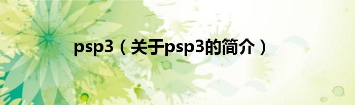 psp3（關(guān)于psp3的簡(jiǎn)介）