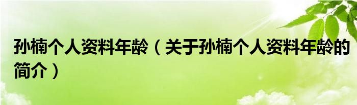 孫楠個(gè)人資料年齡（關(guān)于孫楠個(gè)人資料年齡的簡(jiǎn)介）