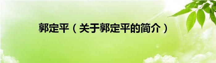 郭定平（關(guān)于郭定平的簡(jiǎn)介）