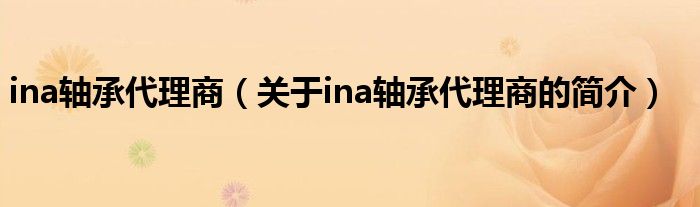 ina軸承代理商（關(guān)于ina軸承代理商的簡(jiǎn)介）