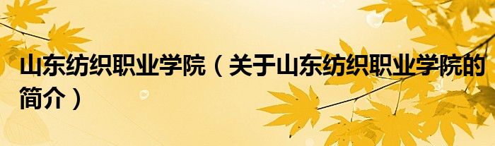 山東紡織職業(yè)學(xué)院（關(guān)于山東紡織職業(yè)學(xué)院的簡介）