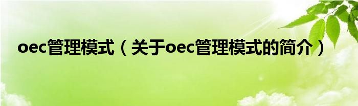 oec管理模式（關(guān)于oec管理模式的簡(jiǎn)介）