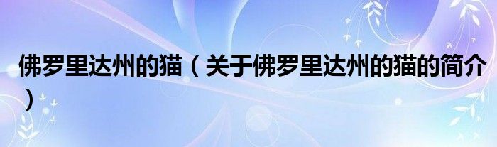 佛羅里達州的貓（關于佛羅里達州的貓的簡介）