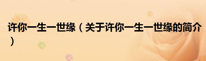 許你一生一世緣（關(guān)于許你一生一世緣的簡(jiǎn)介）