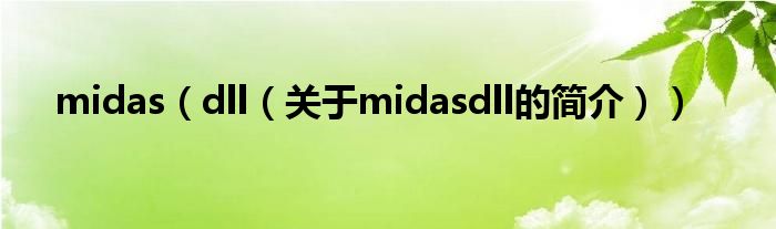 midas（dll（關于midasdll的簡介））