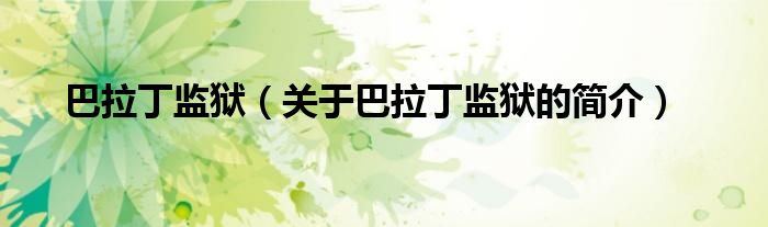 巴拉丁監(jiān)獄（關(guān)于巴拉丁監(jiān)獄的簡(jiǎn)介）