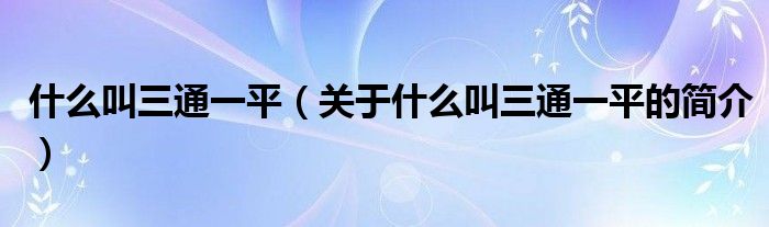 什么叫三通一平（關(guān)于什么叫三通一平的簡(jiǎn)介）