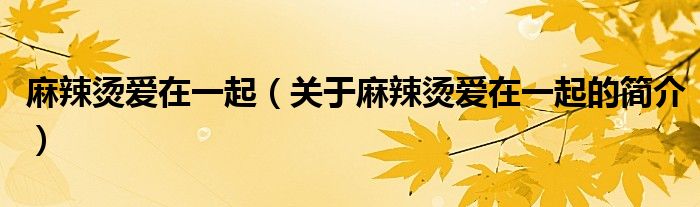 麻辣燙愛在一起（關(guān)于麻辣燙愛在一起的簡(jiǎn)介）