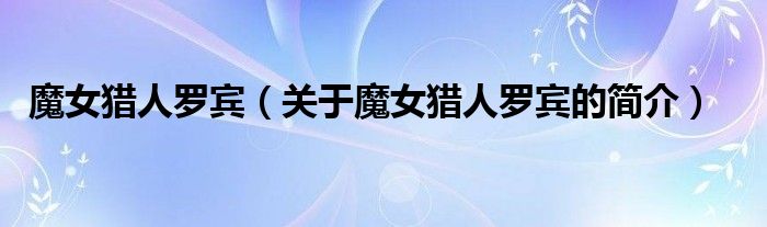 魔女獵人羅賓（關(guān)于魔女獵人羅賓的簡(jiǎn)介）