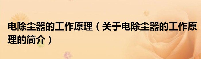 電除塵器的工作原理（關(guān)于電除塵器的工作原理的簡(jiǎn)介）