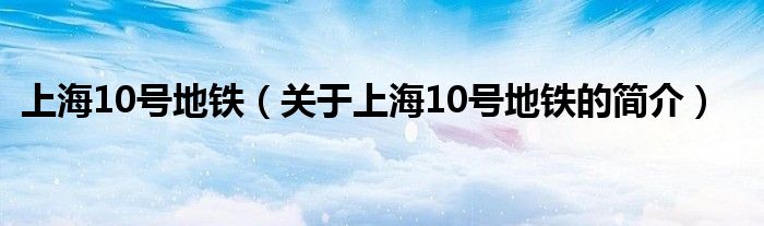 上海10號地鐵（關(guān)于上海10號地鐵的簡介）