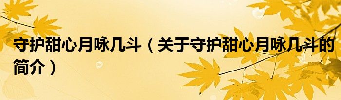 守護(hù)甜心月詠幾斗（關(guān)于守護(hù)甜心月詠幾斗的簡介）