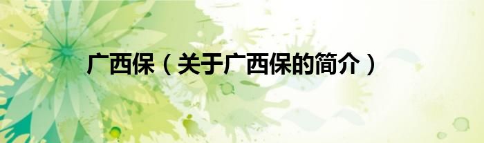 廣西保（關(guān)于廣西保的簡(jiǎn)介）