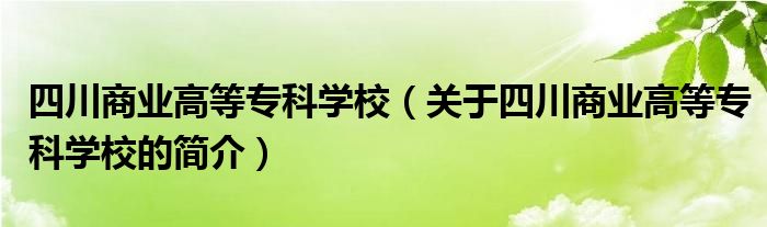 四川商業(yè)高等?？茖W(xué)校（關(guān)于四川商業(yè)高等專科學(xué)校的簡介）