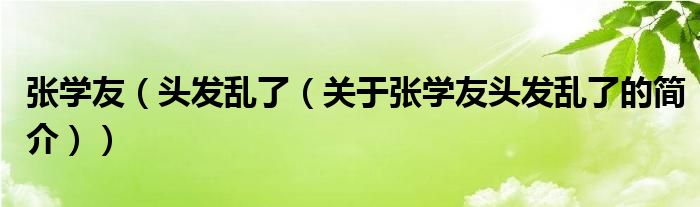 張學(xué)友（頭發(fā)亂了（關(guān)于張學(xué)友頭發(fā)亂了的簡(jiǎn)介））