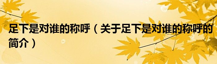 足下是對(duì)誰的稱呼（關(guān)于足下是對(duì)誰的稱呼的簡(jiǎn)介）