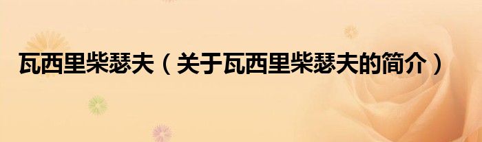 瓦西里柴瑟夫（關(guān)于瓦西里柴瑟夫的簡(jiǎn)介）