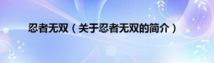 忍者無(wú)雙（關(guān)于忍者無(wú)雙的簡(jiǎn)介）