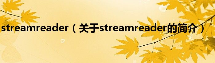 streamreader（關(guān)于streamreader的簡(jiǎn)介）