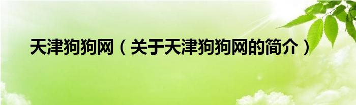 天津狗狗網(wǎng)（關(guān)于天津狗狗網(wǎng)的簡(jiǎn)介）