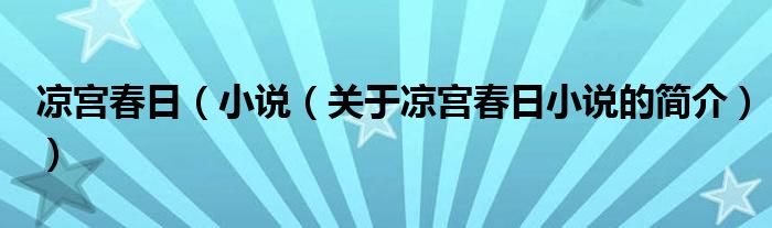 涼宮春日（小說（關(guān)于涼宮春日小說的簡(jiǎn)介））