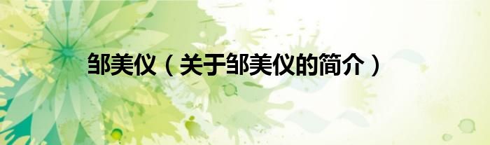 鄒美儀（關(guān)于鄒美儀的簡(jiǎn)介）