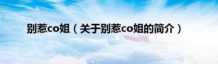 別惹co姐（關(guān)于別惹co姐的簡介）