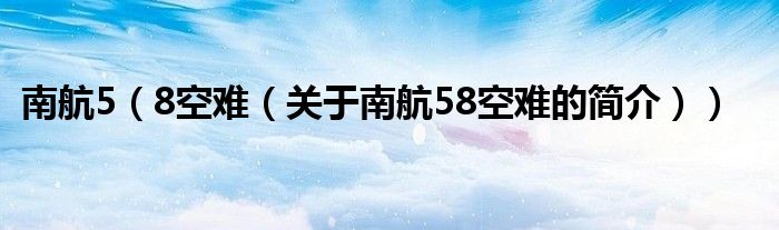 南航5（8空難（關(guān)于南航58空難的簡(jiǎn)介））