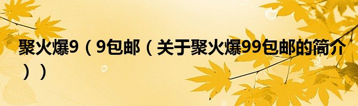 聚火爆9（9包郵（關(guān)于聚火爆99包郵的簡介））