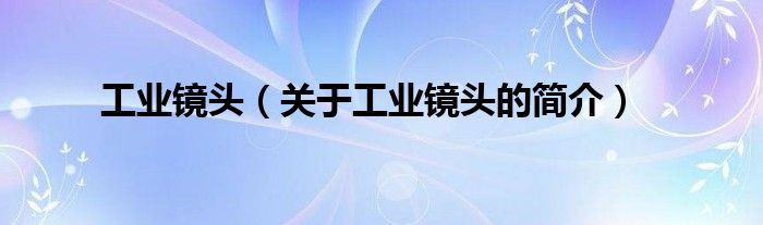 工業(yè)鏡頭（關(guān)于工業(yè)鏡頭的簡(jiǎn)介）