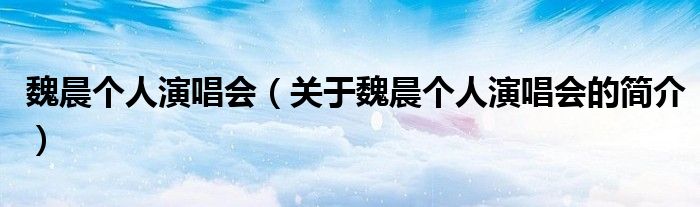 魏晨個(gè)人演唱會(huì)（關(guān)于魏晨個(gè)人演唱會(huì)的簡(jiǎn)介）