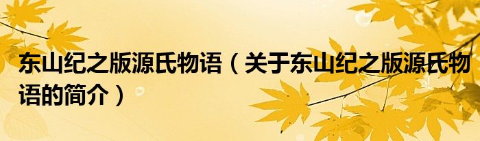 東山紀之版源氏物語（關(guān)于東山紀之版源氏物語的簡介）