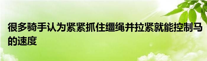 很多騎手認(rèn)為緊緊抓住韁繩并拉緊就能控制馬的速度