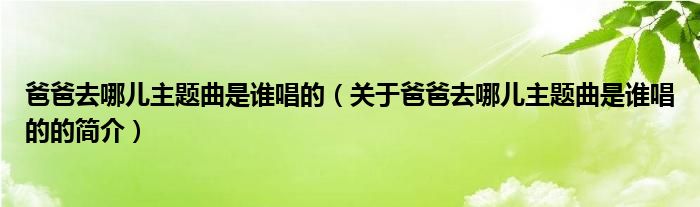 爸爸去哪兒主題曲是誰唱的（關(guān)于爸爸去哪兒主題曲是誰唱的的簡介）