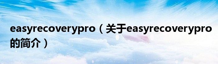 easyrecoverypro（關(guān)于easyrecoverypro的簡(jiǎn)介）