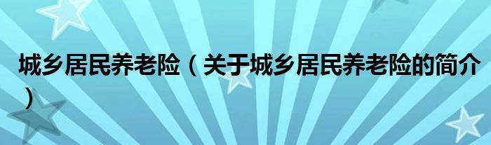 城鄉(xiāng)居民養(yǎng)老險(xiǎn)（關(guān)于城鄉(xiāng)居民養(yǎng)老險(xiǎn)的簡介）