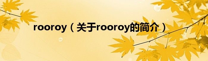 rooroy（關于rooroy的簡介）