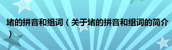 堵的拼音和組詞（關(guān)于堵的拼音和組詞的簡介）