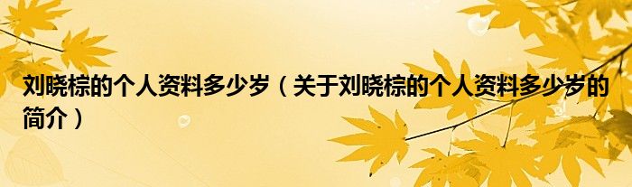 劉曉棕的個人資料多少歲（關(guān)于劉曉棕的個人資料多少歲的簡介）