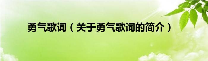 勇氣歌詞（關于勇氣歌詞的簡介）