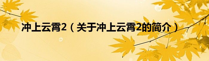 沖上云霄2（關(guān)于沖上云霄2的簡介）