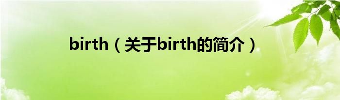 birth（關(guān)于birth的簡(jiǎn)介）