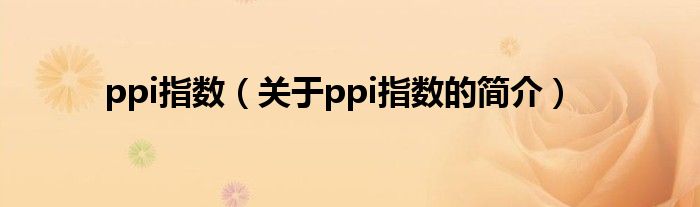 ppi指數（關于ppi指數的簡介）