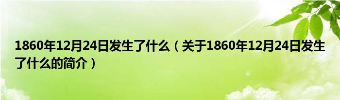 1860年12月24日發(fā)生了什么（關于1860年12月24日發(fā)生了什么的簡介）