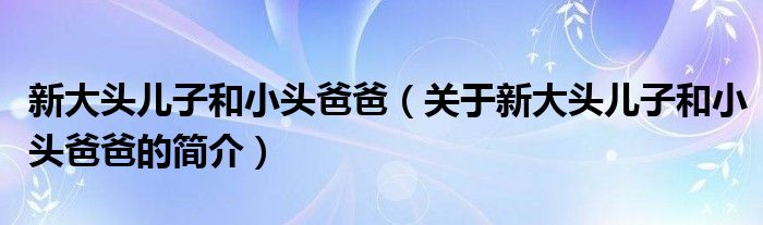 新大頭兒子和小頭爸爸（關(guān)于新大頭兒子和小頭爸爸的簡(jiǎn)介）